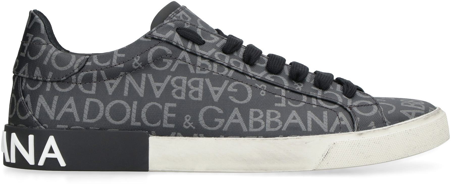 DOLCE & GABBANA, DOLCE & GABBANA PORTOFINO LEATHER AND FABRIC LOW-TOP SNEAKERS