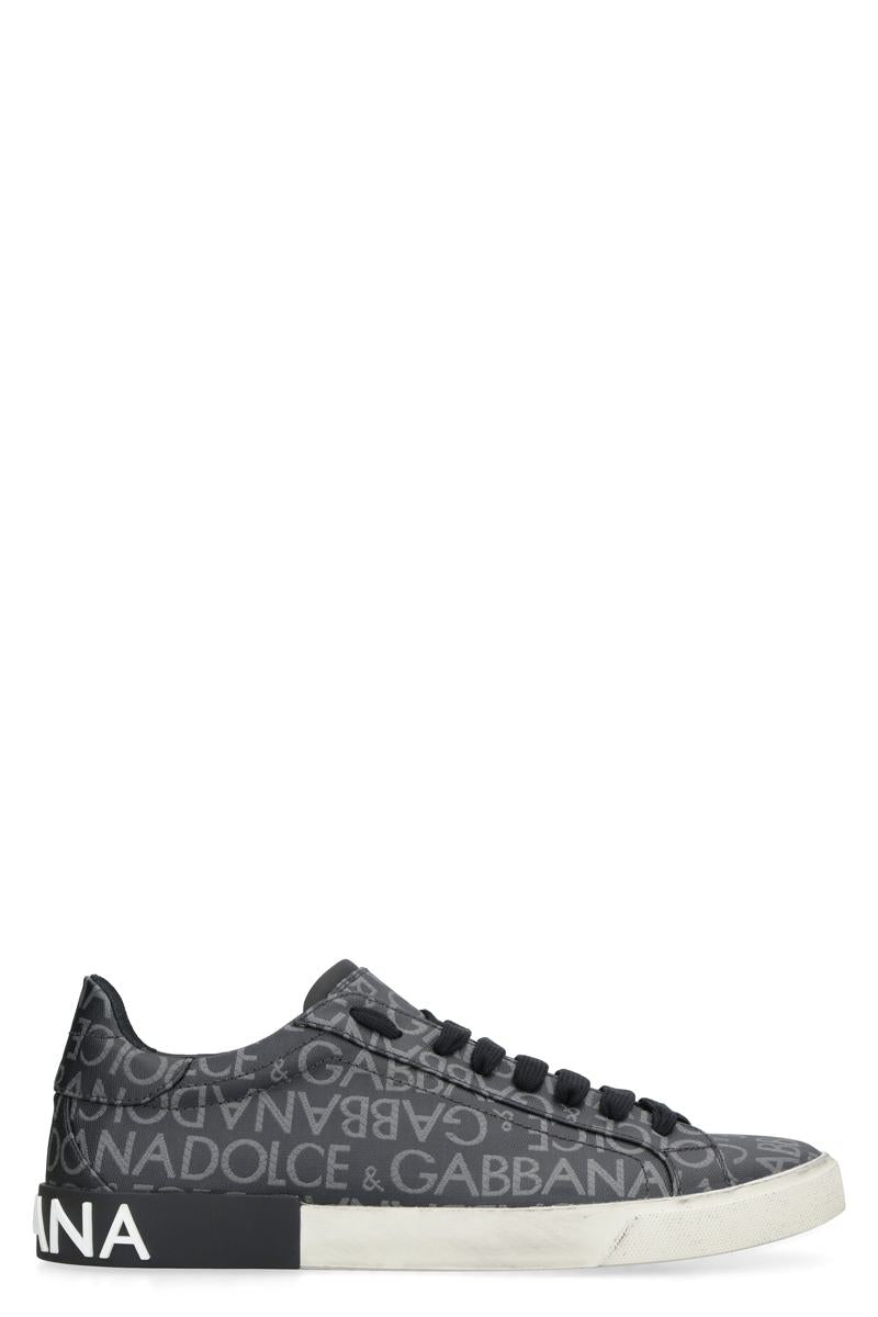 DOLCE & GABBANA, DOLCE & GABBANA PORTOFINO LEATHER AND FABRIC LOW-TOP SNEAKERS