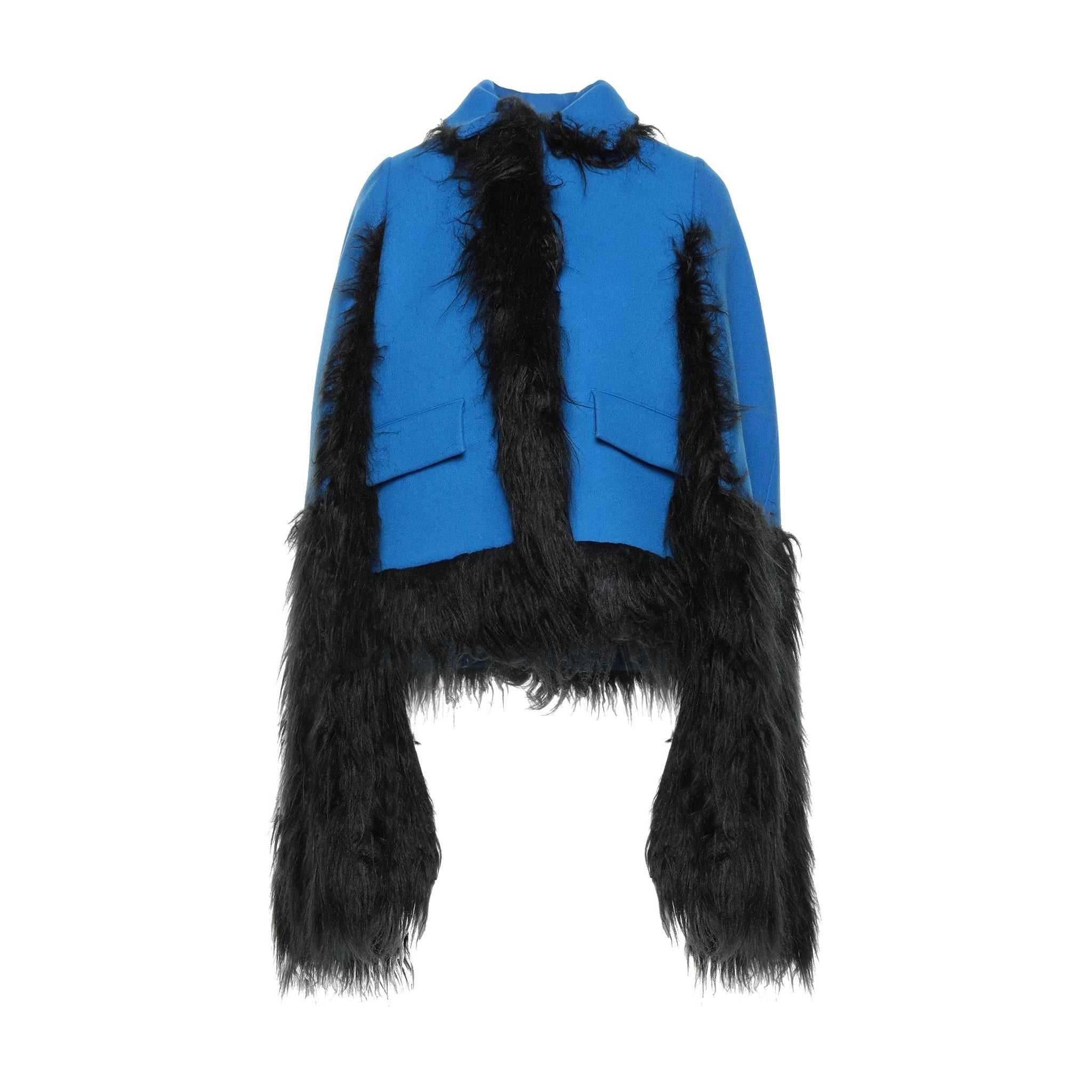 Maison Margiela, Maison Margiela faux fur trimmed cape jacket