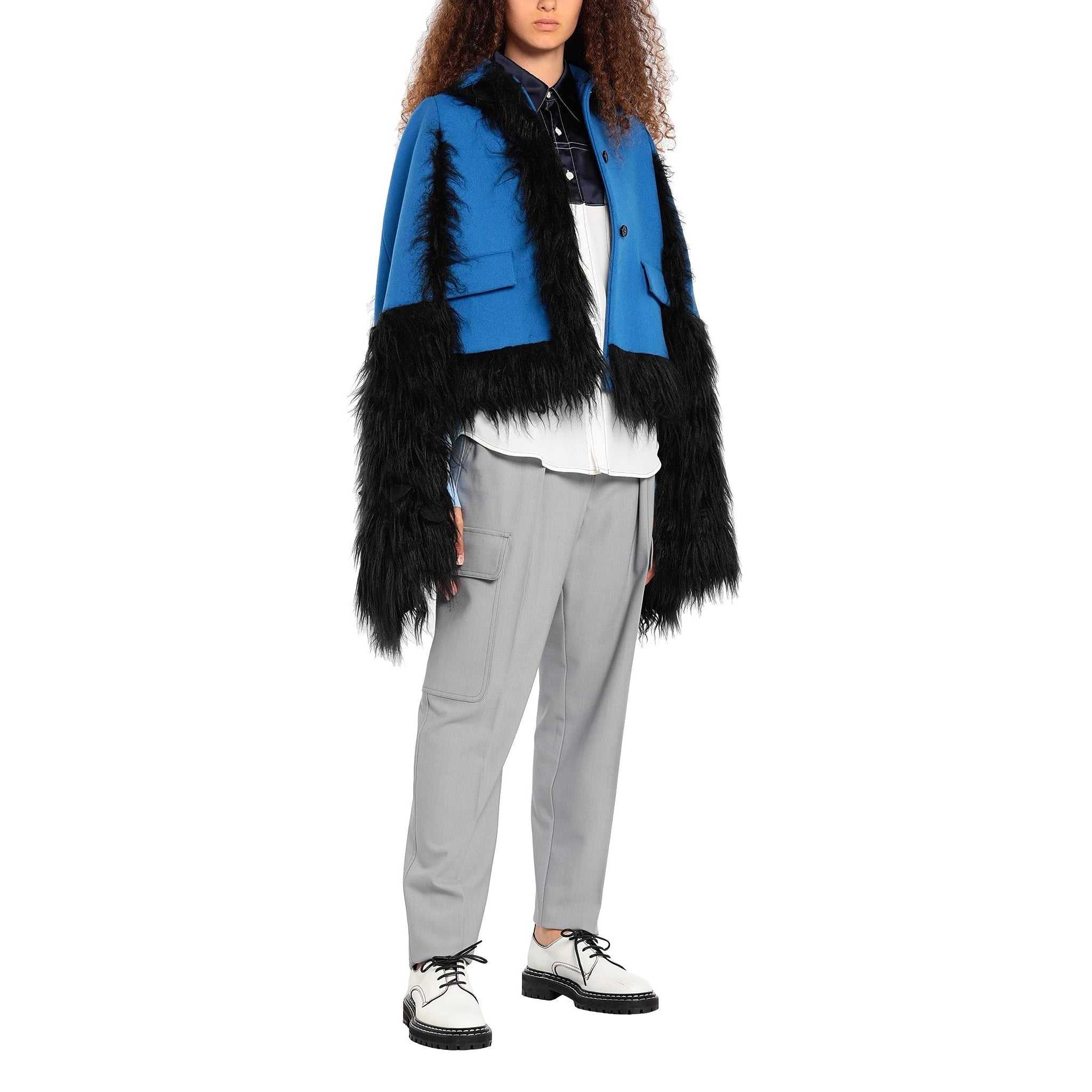 Maison Margiela, Maison Margiela faux fur trimmed cape jacket