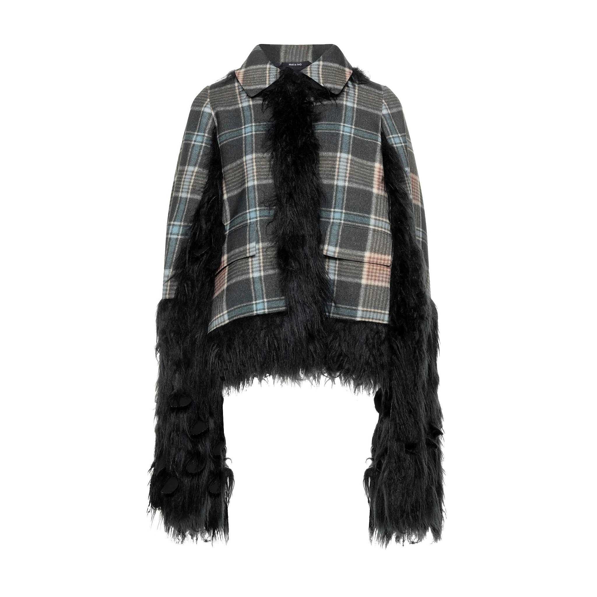 Maison Margiela, Maison Margiela faux fur trimmed cape jacket