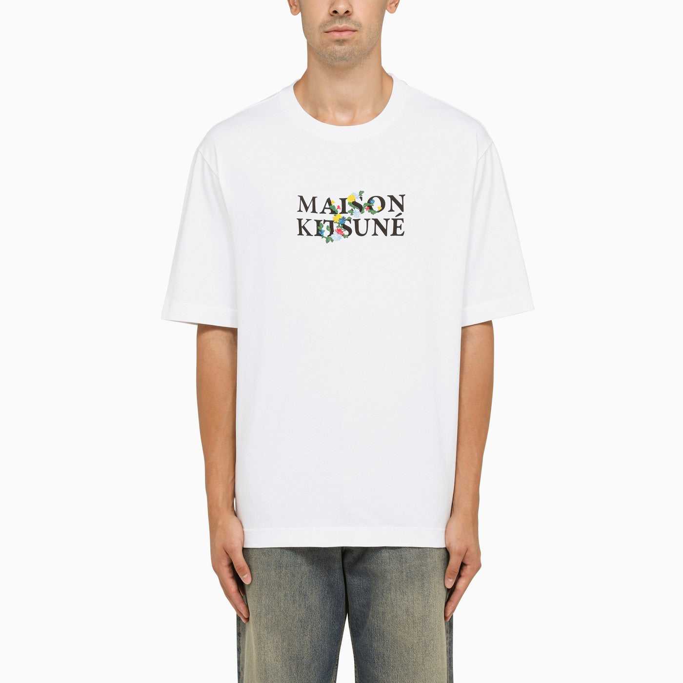 Maison Kitsune, Maison Kitsuné White Print Crew Neck T-Shirt