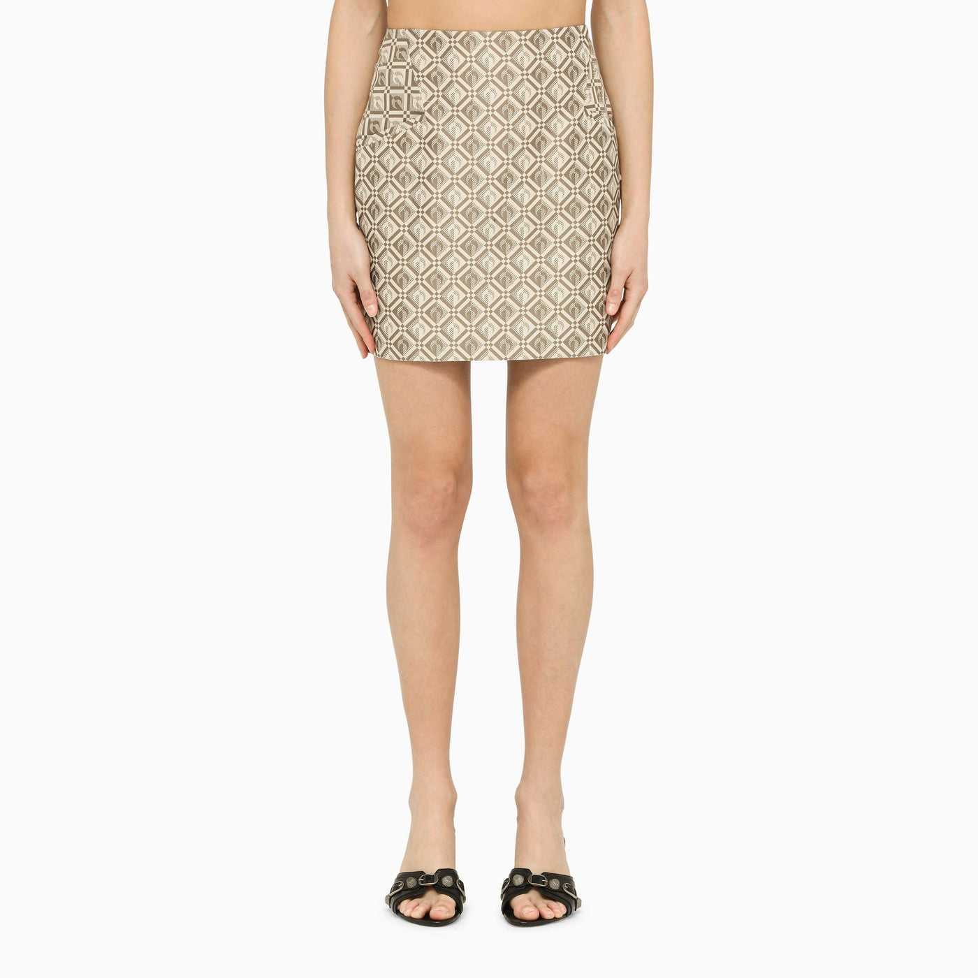 Marine Serre, Beige mini skirt with ocean serene print